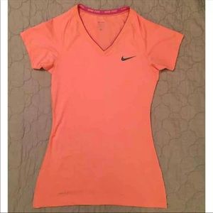 Nike Pro Hyper Orange Peach Shirt Small
